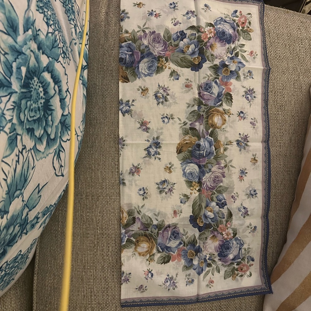 Laura Ashley Floral Handkerchief - New Blue and Multicolor Bandana Square - Picture 8 of 10